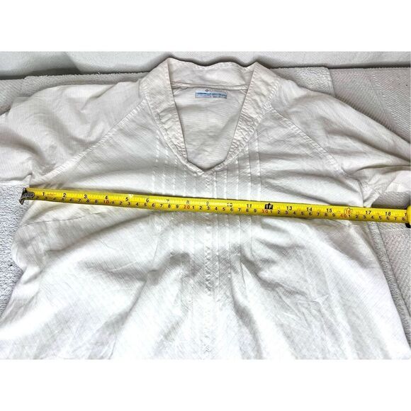 Columbia Top Women’s Roll Tab Sleeve Blouse V-Neck White Size S/P Cotton - Picture 6 of 9